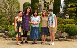 Ishikawa family home stay. Chizu, Oana, Chizu's mum, Estelle and Masae July 2011