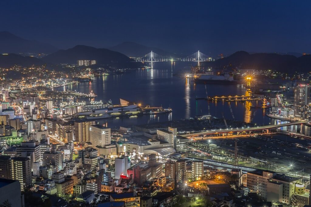 night view, nagasaki, japan